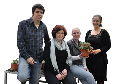 (l-r) Dr. Asaph Aharoni, Dr. Ilana Rogachev, Tal Mendel and Dr. Avital Adato. Love that pink